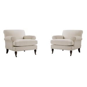 2 Piece Chair Set of Accent Arm Chair Metal Casters