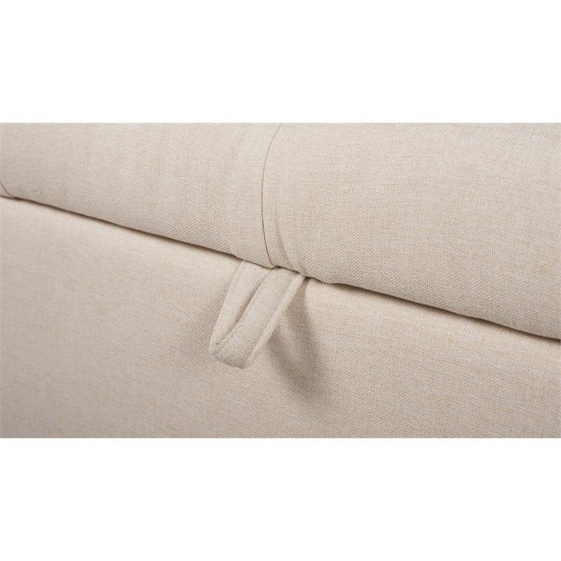 Jacqueline Tufted Roll Arm Storage Bench Sky Neutral