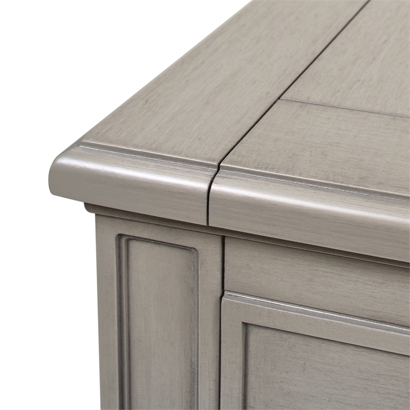 Dauphin Gold Accent 5-Drawer Executive Desk Grey Cashmere Rubber Wood & Veneer