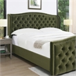 Marcella Upholstered Shelter Headboard Bed King Olive Green