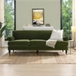 Alana Lawson Recessed Arm Sofa Metal Casters Olive Green