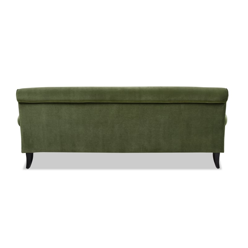 Alana Lawson Recessed Arm Sofa Metal Casters Olive Green