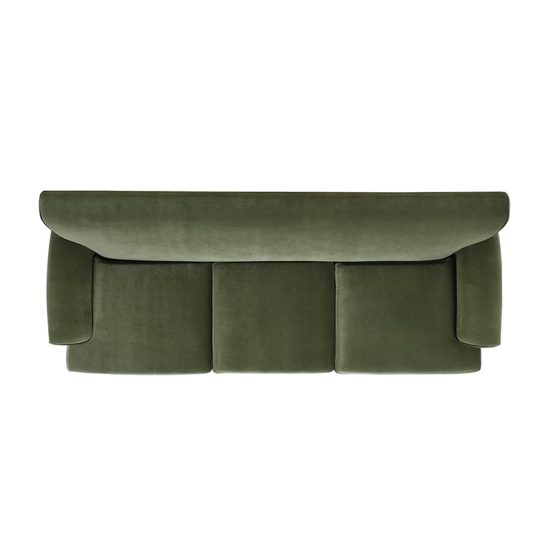 Alana Lawson Recessed Arm Sofa Metal Casters Olive Green