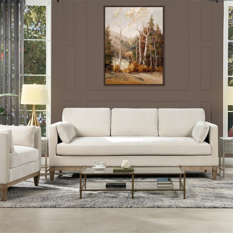 2 Piece Knox Modern Farmhouse Velvet Sofa Set in French Beige