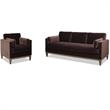 2 Piece Knox Modern Farmhouse Deep Velvet Sofa Set in Deep Brown