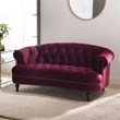 3 Piece La Rosa Chesterfield Tufted Velvet Sofa Set in Burgundy Red