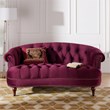 3 Piece La Rosa Chesterfield Tufted Velvet Sofa Set in Burgundy Red