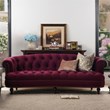 3 Piece La Rosa Chesterfield Tufted Velvet Sofa Set in Burgundy Red
