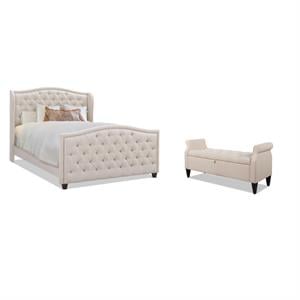 2 Piece Marcella Bed & Jacqueline Flip Top Storage Bench Set