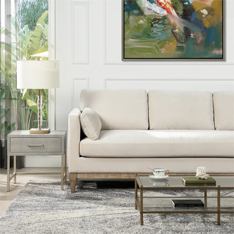 Knox Modern Farmhouse 3 Piece Velvet Arm Chair & Sofa Set in Beige