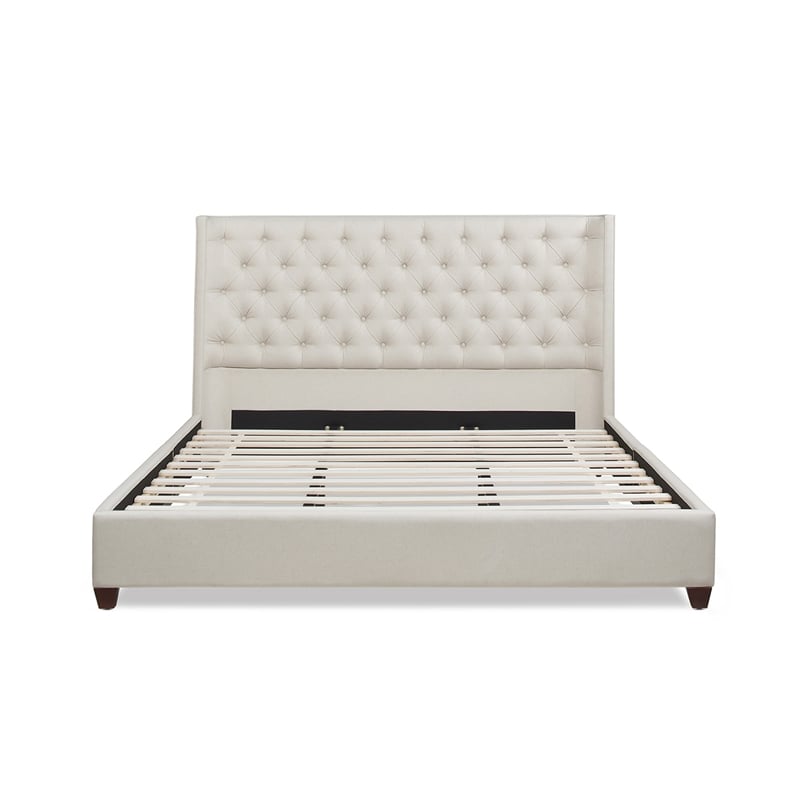 Manhattan Shelter King Platform Bed Frame Light Beige