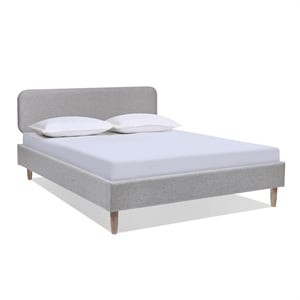 Diego Low Upholstered Platform Bed Queen Light Grey Polyester