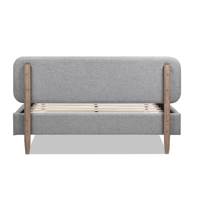 Diego Low Upholstered Platform Bed Queen Light Grey Polyester