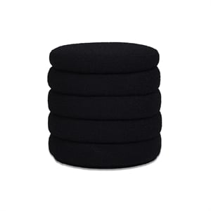Fuji 19&quot Oversized Round Storage Ottoman Ebony Black Boucle