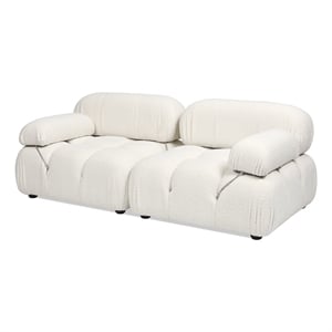 Marcel 72.5&quot Modular Modern 2-Piece Loveseat Sofa Ivory White Boucle