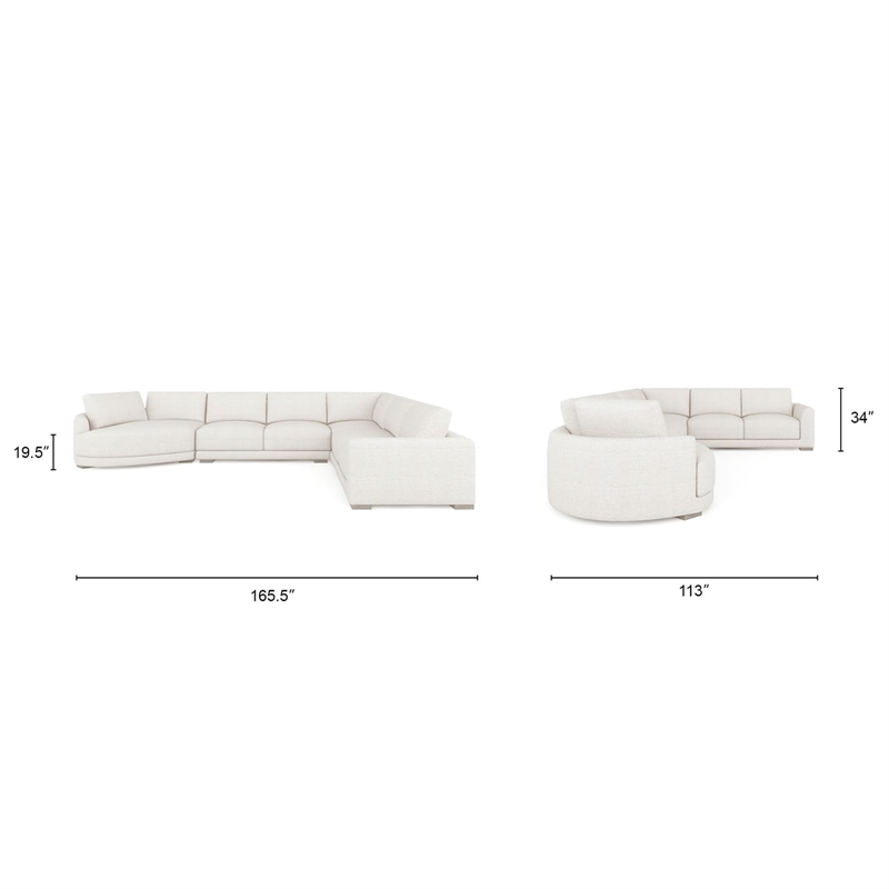Laguna 166 Left Arm Facing Modular Feather Cushion 4 Piece Chaise Sectional Sofa