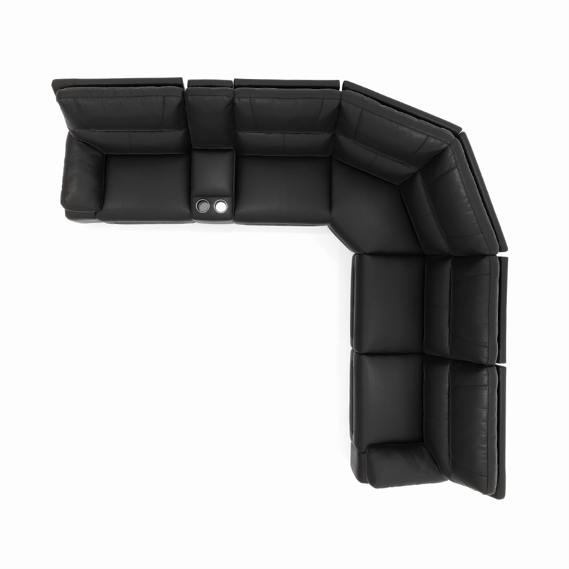 Malibu 130 Modern Power Motion 6 Piece Reclining Sectional with Cup Holder Black