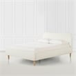 Roman Curved Headboard Upholstered Platform Bed Queen Ivory White Boucle