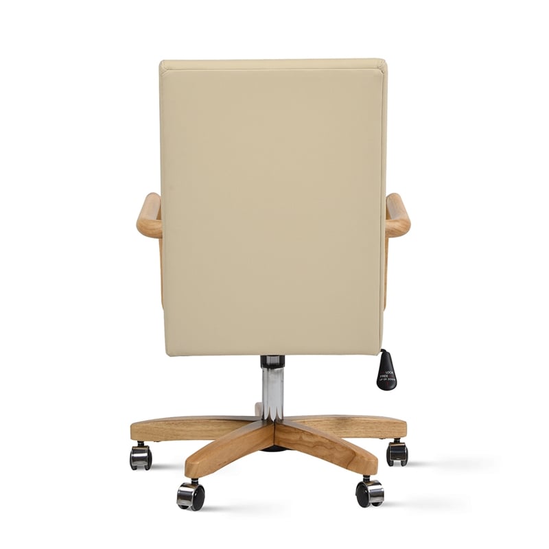 Dumont Modern High Back Executive Home Office Chair Neutral Cream Beige & Wood