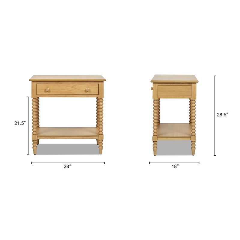 Easton 28 Modern Farmhouse Turned 1-Drawer Side Table with Shelf Natural Brown