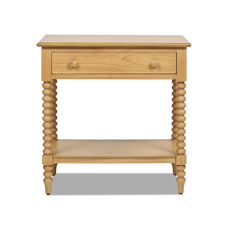 Easton 28 Modern Farmhouse Turned 1-Drawer Side Table with Shelf Natural Brown