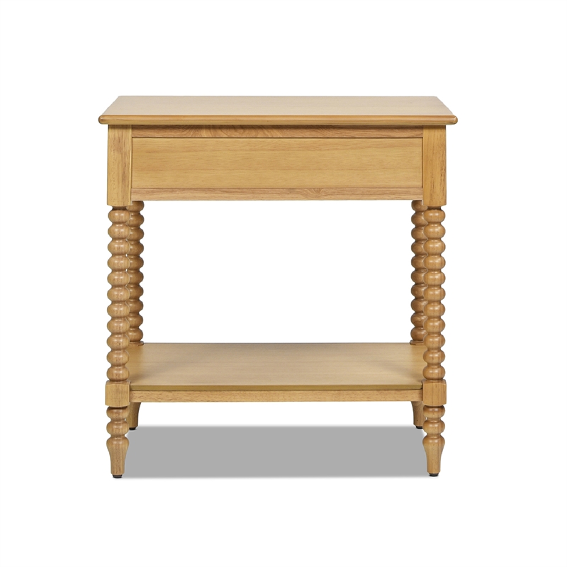 Easton 28 Modern Farmhouse Turned 1-Drawer Side Table with Shelf Natural Brown