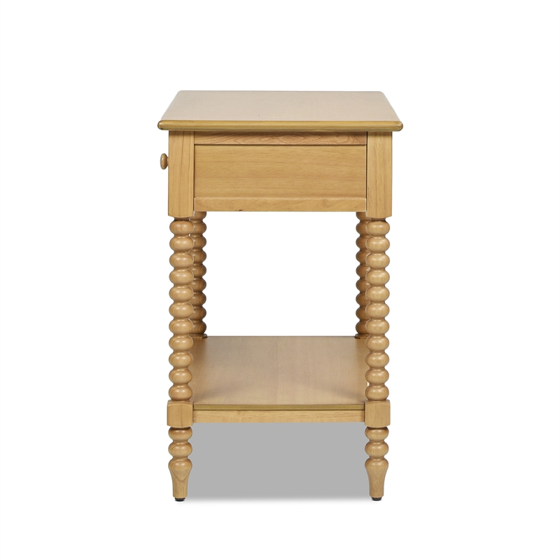 Easton 28 Modern Farmhouse Turned 1-Drawer Side Table with Shelf Natural Brown