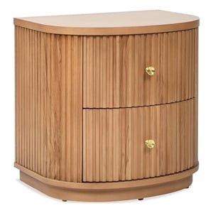 Valentine 24&quot 2-Drawer Storage Side Table Natural Brown