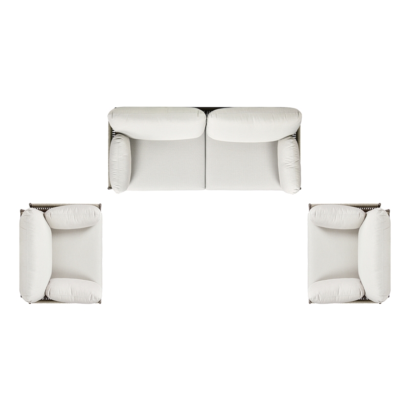 Jasper 3pc Upholstered Patio Deep Seating Conversation Set Wheat Beige