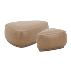Pebble 44&quot & 26&quot Rounded Triangle Cocktail Ottoman Set Tuscan Tan Brown