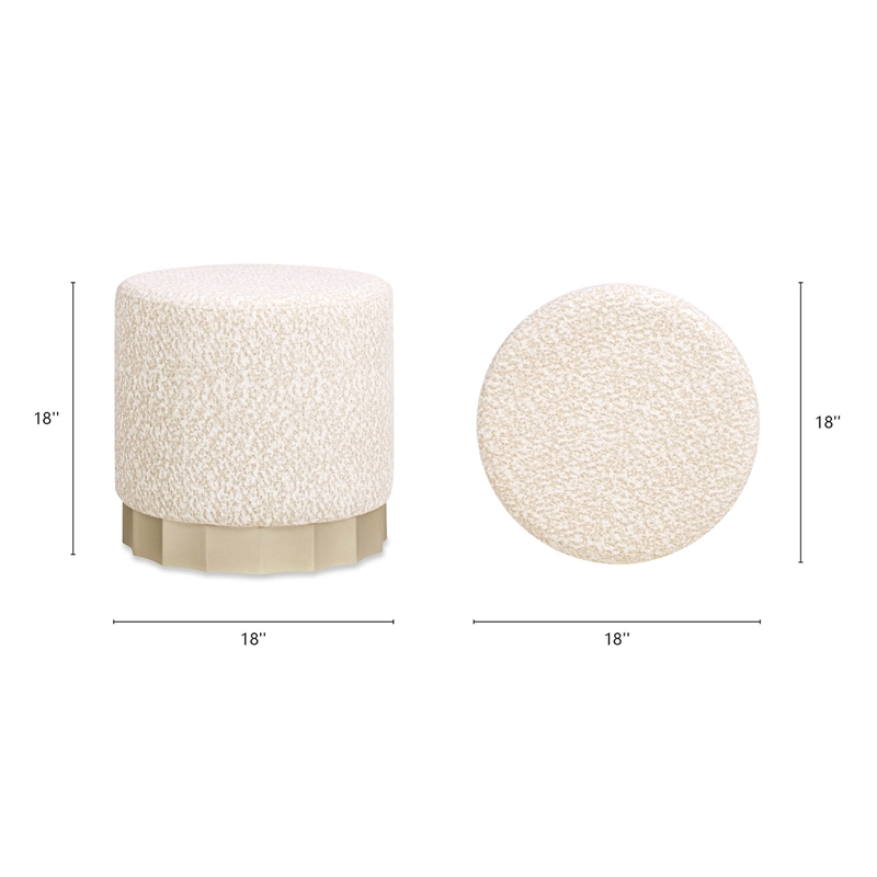 Hampton 18 inch  Round Upholstered Ottoman with Scalloped Base