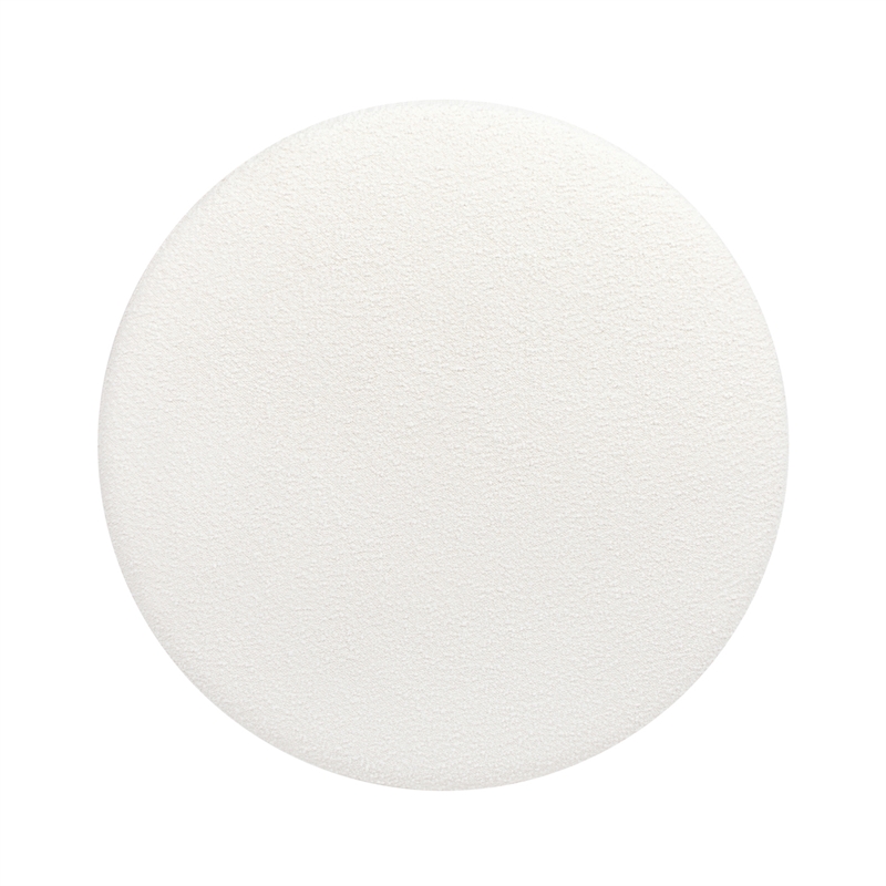 Bali 37 inch Round Upholstered White Cocktail Ottoman with Natural Wood Base