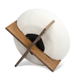 Bali 37 inch Round Upholstered White Cocktail Ottoman with Natural Wood Base