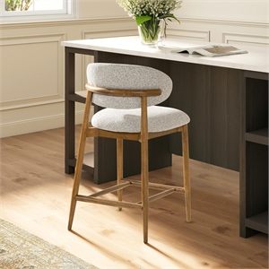 Locke 26.5&quot Modern Upholstered Counter Stool with Gray Boucle Fibric