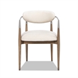 Artemis Mixed Material Upholstered Dining Arm Chair with White Chenille