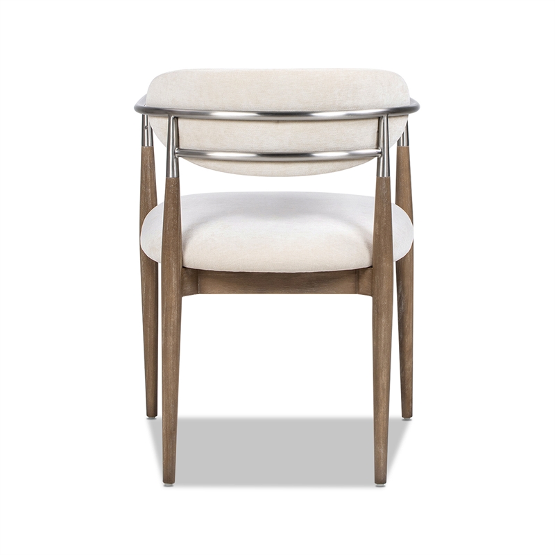 Artemis Mixed Material Upholstered Dining Arm Chair with White Chenille