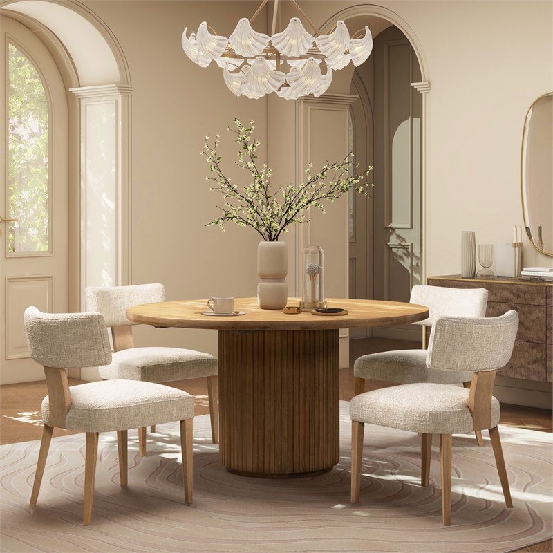 Louise Split Back Upholstered with Beige Chenille Dining Side Chair - Set of 2