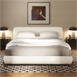 Alpine Puffy Modern Platform Bed King Ivory White Boucle