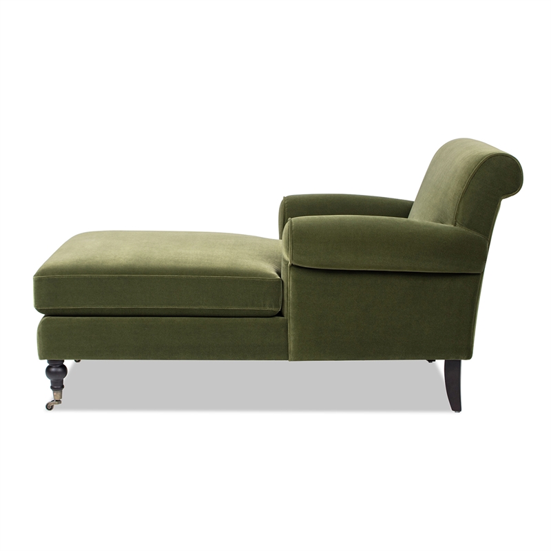 Alana Lawson Chaise Lounge Chair Olive Green Velvet