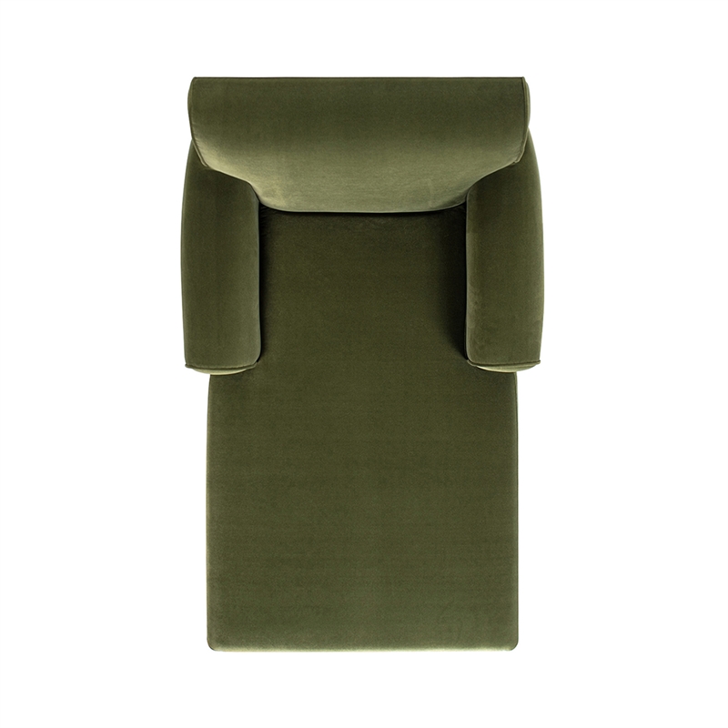 Alana Lawson Chaise Lounge Chair Olive Green Velvet