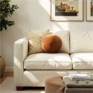 Luna 12&quot Round Sphere Accent Ball Throw Pillow Burnt Orange Performance Velvet