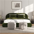 Archie Puffy Grounded Upholstered Platform Bed Olive Green Performance Velvet