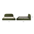 Archie Puffy Grounded Upholstered Platform Bed Olive Green Performance Velvet