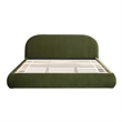 Archie Puffy Grounded Upholstered Platform Bed Olive Green Performance Velvet