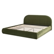Archie Puffy Grounded Upholstered Platform Bed Olive Green Performance Velvet