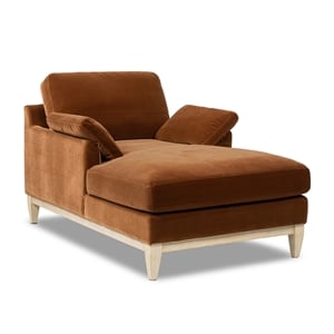 Pasadena Modern Farmhouse Chaise Lounge Chair Burnt Orange Performance Velvet
