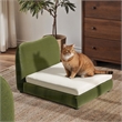Roman Upholstered Modern Small to Medium Pet Bed Olive Green Performance Velvet