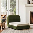 Roman Upholstered Modern Small to Medium Pet Bed Olive Green Performance Velvet