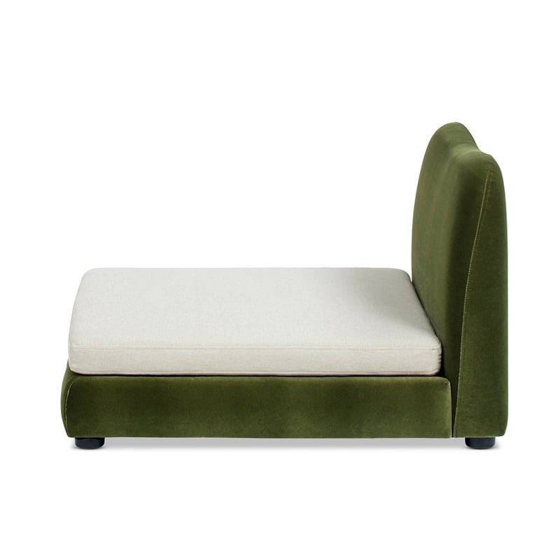 Roman Upholstered Modern Small to Medium Pet Bed Olive Green Performance Velvet