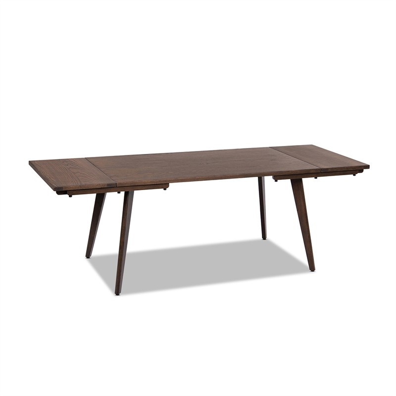 Capri Solid Oak Wood 7-Piece Extendable Leaf Dining Set Dark Brown Red Oak